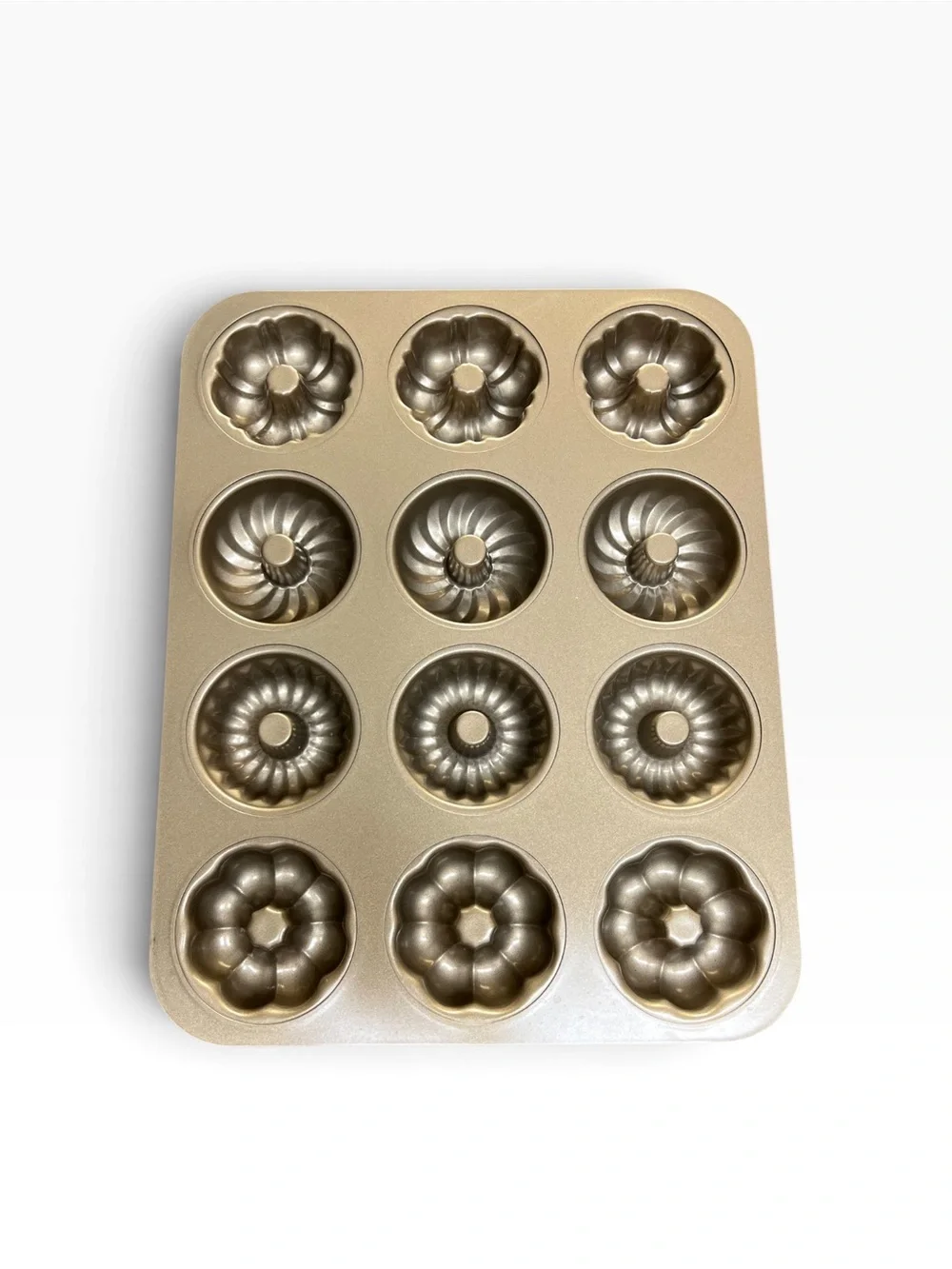 Mini Fluted Bundt Cake Pan Champagne Gold 12 Cavity Size One Size